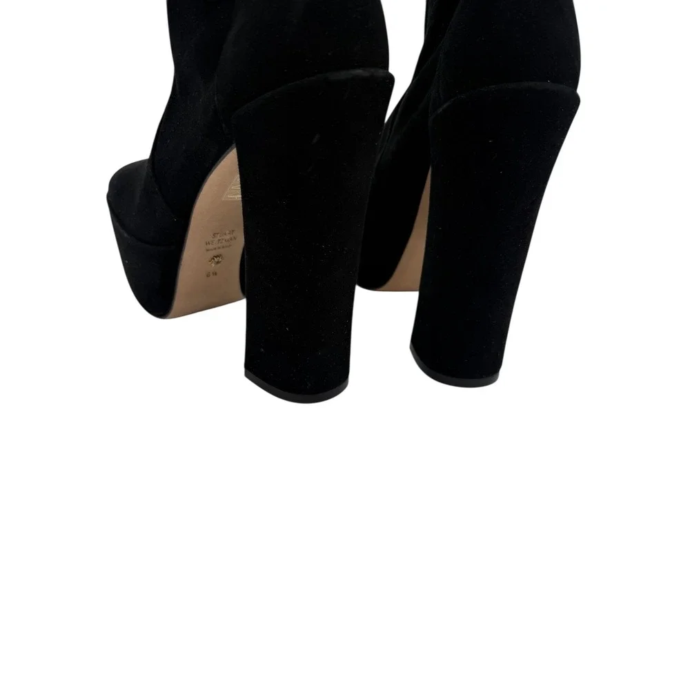 New! Stuart Weitzman Skyhigh 145 Stuart Platform Boot Black Suede‎ Sz 8.5 $550